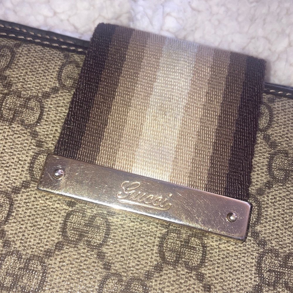 Gucci Beige and Brown Stripe Wallet - Picture 2 of 6